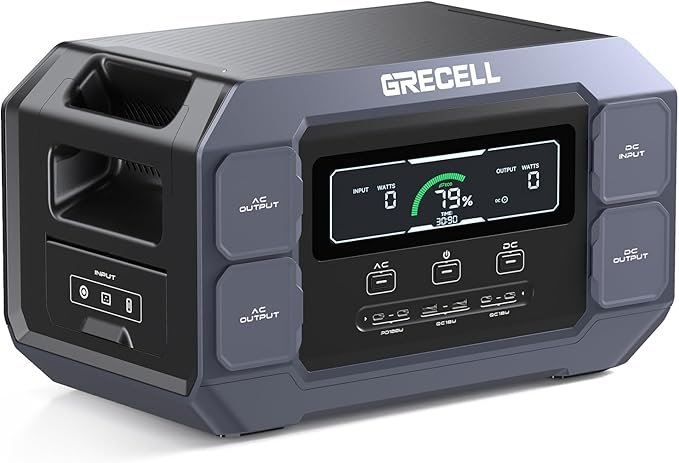 GRECELL Portable Power Station 2200W Solar Generator 1126Wh LiFePO4 Battery Pack with 1200W AC Charging &amp 800W Solar Charging 1.25Hrs Fast Charging with 4×2200W(4800W Peak) AC Outlets for Home Tr