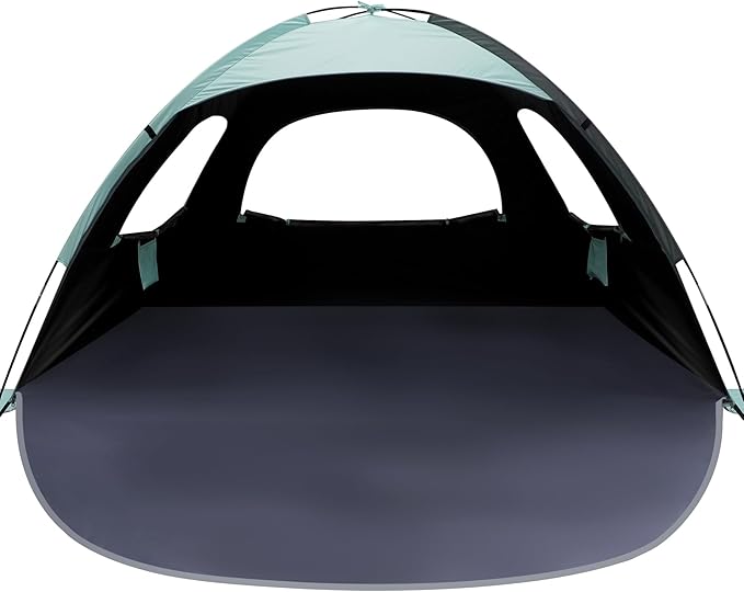 WhiteFang Beach Tent Anti-UV Portable Sun Shade Shelter for 3/4/6/8 Person Extendable Floor with 3 Ventilating Mesh Windows Plus Carrying Bag Stakes and Guy Lines