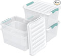 4-pack 35 Quarts Latching Storage Boxes Large Clear Plastic Storage Tote Bins with Lids