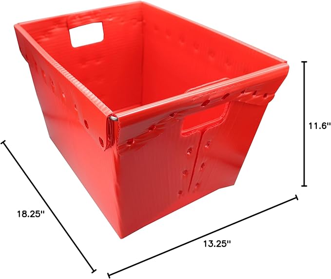 Flipside Products Storage Totes with Lids Durable Plastic Storage Totes with Reinforced Metal Frame Red and Green Organization Holiday Christmas Postal 2 Pack