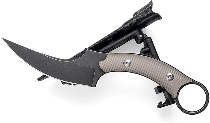 Fixed Blade Knife D2 Steel Blade and G10 Handle Utility Claw EDC Knife for Outdoor Survival Hiking Camping with Kydex Sheath OK1220 (Sand)