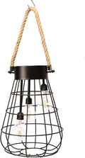 Solar Lantern 22.4 Outdoor Waterproof Solar Hanging Lights with Warm White LED Edison Bulb for Garden Patio Yard Large Lantern Black