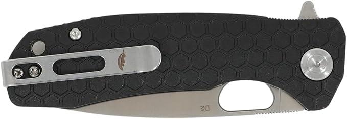 Honey Badger Large Pocket Knife EDC Drop Point Folding Utility Knife 3.6 Steel Blade Reversible Pocket Clip - (3.8oz) Drop Point Large Black D2 HB1008