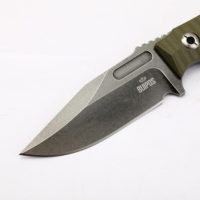 BD02 Fixed Edge Knife 22.9CM Stainless Steel Blade G10 Handle Full Edge EDC Tool Straight Knife for Work Camping Survival (Stone Wash Black Stone Wash White) (Green handle and black blade)
