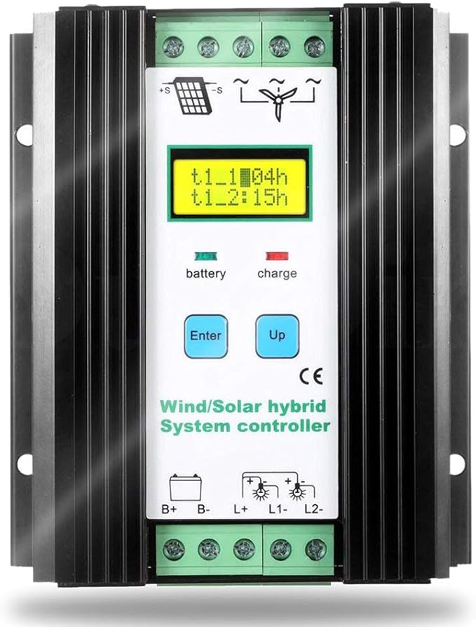 SolaMr 1000W 12V / 24V Wind Solar Hybrid Charge Controller Fits for 600W Wind and 400W Solar Power Boost Charge Solar PWM Charging Technology Digital Intelligent Regulator with LCD Display