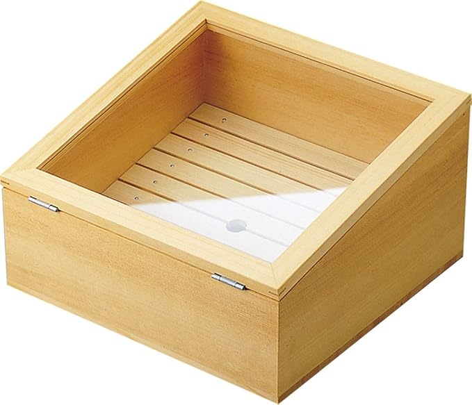 ヤマコー(Yamaco) Yamako 35586 Interlocking Box Inclined Type Includes Plate and Acrylic Lid 11.8 x 11.4 x 6.7 inches (30 x 29 x 17 cm) Commercial Use Wood White Wood