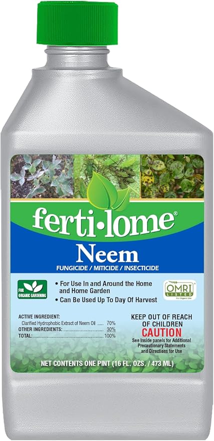 Fertilome (16092) Neem Oil Concentrate Insecticide Controls Aphids Spider Mites Scale and Beetles OMRI Listed (16 oz)
