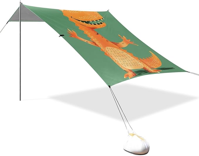 ALAZA Funny Alligator Beach Tent Sun Shelter UPF50+ Protection Beach Shade Canopy w/ 4 Sandbags for Outdoor Camping Fishing Backyard Fun Picnic 10x9 ft