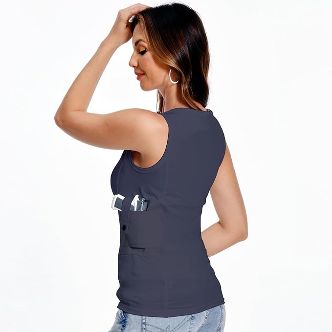 Concealed Carry Holster Tank Top - Everyday Conceal Carry Tactical Compression Bottom Shirts - Fits Small Compact Equipment
