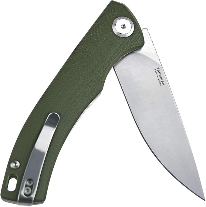 Harnds Talisman CK9168 Pocket Knife with Ball Bearing Pivot System Folding Knife with G10 Handle Pocketclip (armygreen handle)