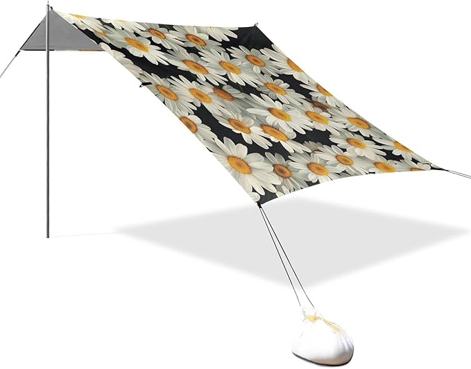 ALAZA Daisy Flower Spring Floral Beach Tent Sun Shelter Portable Canopy Sunshade for Outdoor Camping Picnics Backyard Fun 10x9 ft