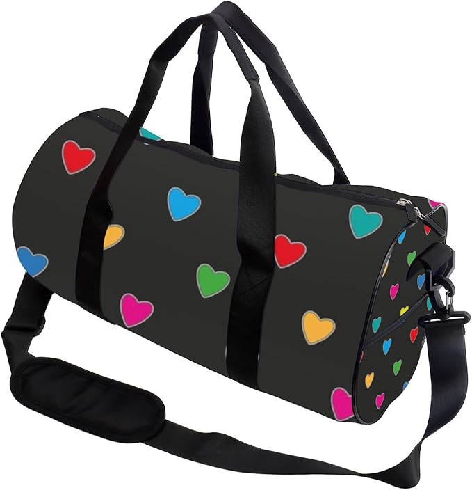 Vibrant Heart Packable Gym Bag With Shoe Compartment Oxford Tote Bags Adjustable Shoulder Strap Convertible Carry Backpack Gothic Duffle Bag For Volleyball Pilates Gym Gear For Women
