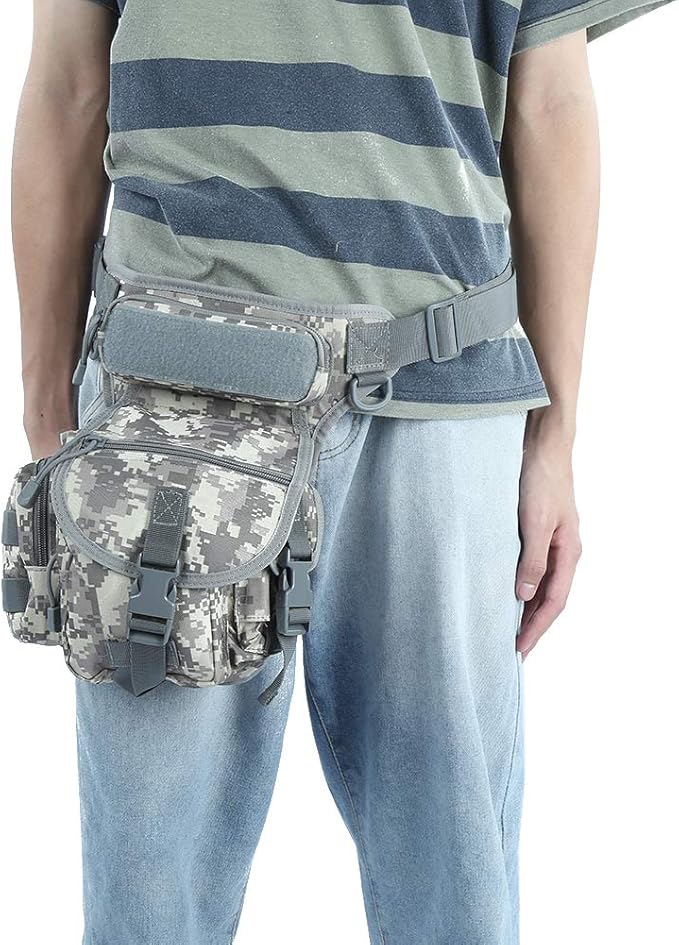 Weatherproof Reporter Pouch Leg Bag | 900D Oxford Cloth Drop Leg Bag for Photography/Travel/Outdoor | Tear &amp Sturdy with Quick Access Pockets (ACU (spot) One Size)