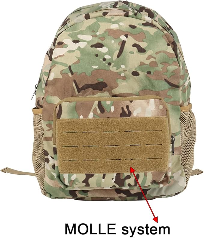 ACEXIER Tactical Expanding Backpack Foldable Pack E.DC Lightweight Molle 500D Nylon Hunting Bag Outdoor Hiking Travel Airsoft Accessories (Tan)
