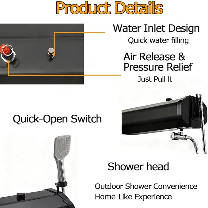Portable Car Camping Shower KitRoof Rack Mounted Road Showing Machine with High Pressure Water Gun Spray Headfor Overlanding Outdoor Activities Beach Travel 18L