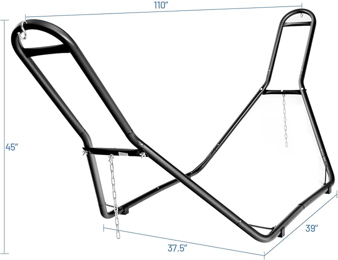 Tangkula Steel Hammock Stand Adjustable Hammock Chair Frame with Hooks &amp Chains for Hanging 9-13 Ft Hammock 2 Person Indoor Outdoor Hammock Stand Only Ideal for Garden Yard Patio Deck