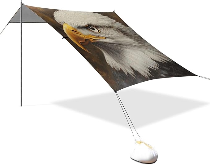ALAZA Eagles Head Oil Painting Beach Tent Sun Shelter Portable Canopy Sunshade for Outdoor Camping Picnics Backyard Fun 10x9 ft