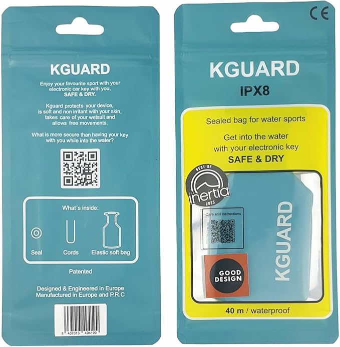 KGuard – IPX8 Waterproof Key Pouch (40 m) for Electronic Car Keys · 100% Soft Compact and Comfortable · Ideal for Surfing SUP Kitesurfing Windsurfing Swimming and Watersports