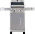 Monument Grills 2-Burner Stainless Steel Liquid Propane Gas Grill Two Foldable Shelves Patio Garden Barbecue Grill with Clearview® Lid Knob Control Mesa200S