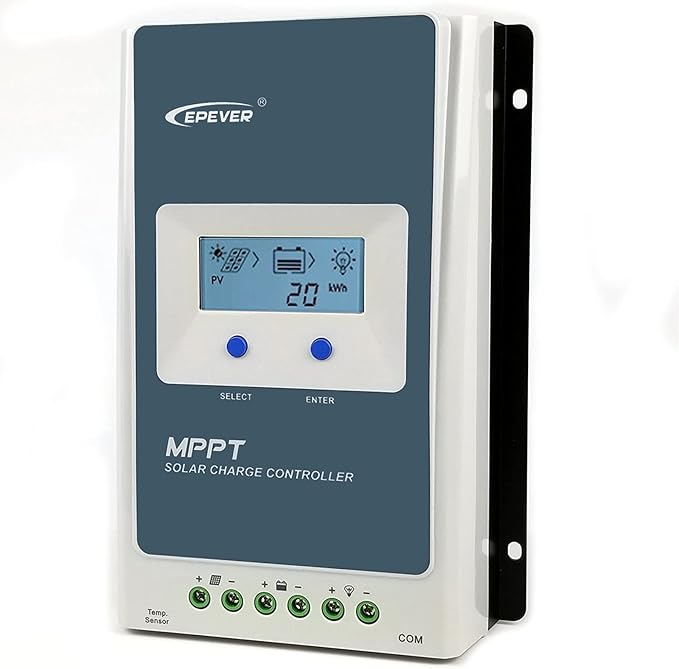 EPEVER 40A MPPT Solar Charge Controller 12V/24V Auto Negative Grounded 40A Solar Regulator Support Batterless Run and fit for Lead-Acid and Lithium Battery