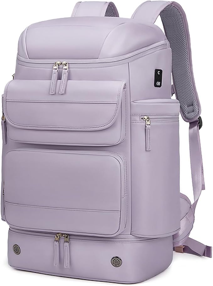 Travel Backpack Women Men Waterproof Outdoor Sports Backpack Large Hiking Backpack Laptop Backpack 50L Large Capacity Trekking Outdoor Activity Bag Purple