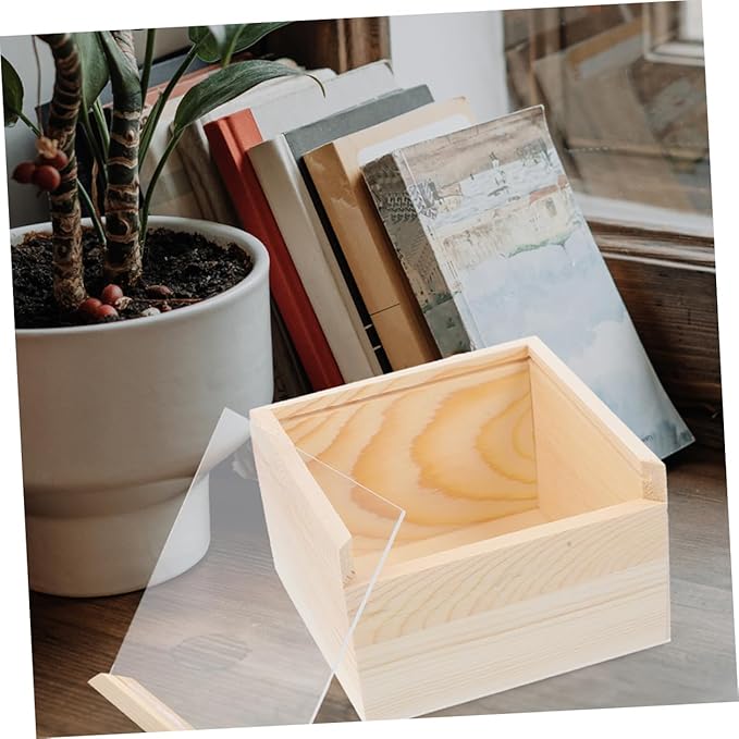 2pcs Wooden Acrylic Storage Boxes Sliding Lids for Jewelry Cosmetics Compact