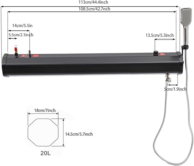 Roof Rack Water TankPortable Water Tank with Pump 18L/20L/30 Solar Shower for Water Storage Overlanding&ampCamping