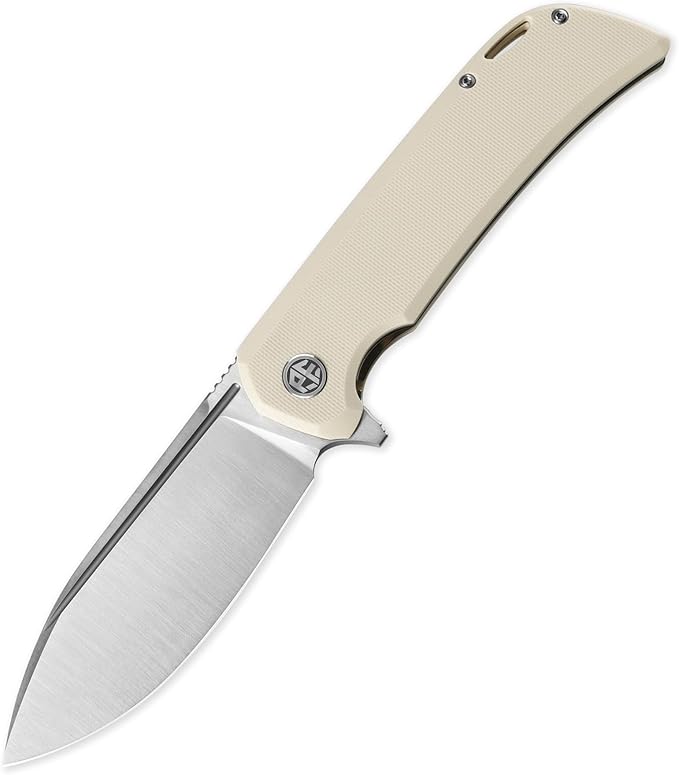 Petrified fish PFB05 Tunny Folding Knife3.86 14C28N Steel Satin Blade G10 Handle Folding knife for EDC Camping Outdoor (White Satin)