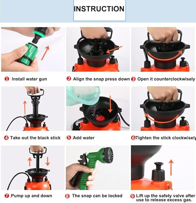 Finderomend Portable Shower for Camping with 7 Spray Modes Hand Press Camping Shower with Removable Hose and Shower HeadPressure Rinse Kits for Hiking Traveling Garden Beach Pet Shower