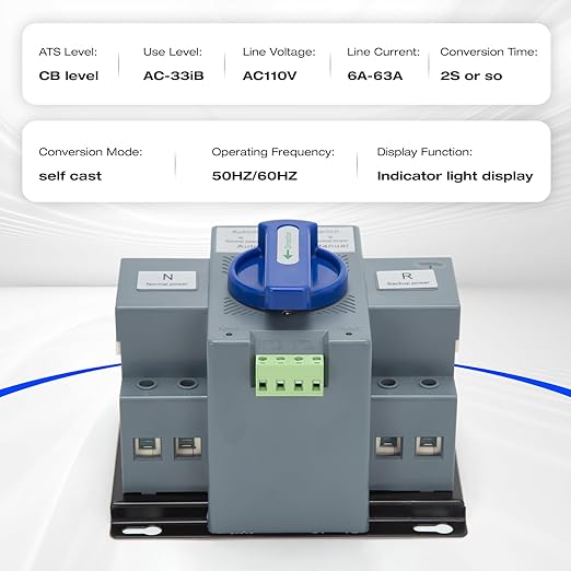 110V 63A 2P Automatic Transfer Switch Dual Power Automatic Transfer Switch 50HZ/60HZ Generator Changeover Switch
