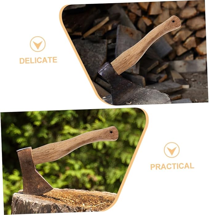 POPETPOP 10pcs Wooden Axe Handle Replacement Short Oak Grip for Firewood Cutting Comfortable and Easy to Install for Camping and Outdoor Activities