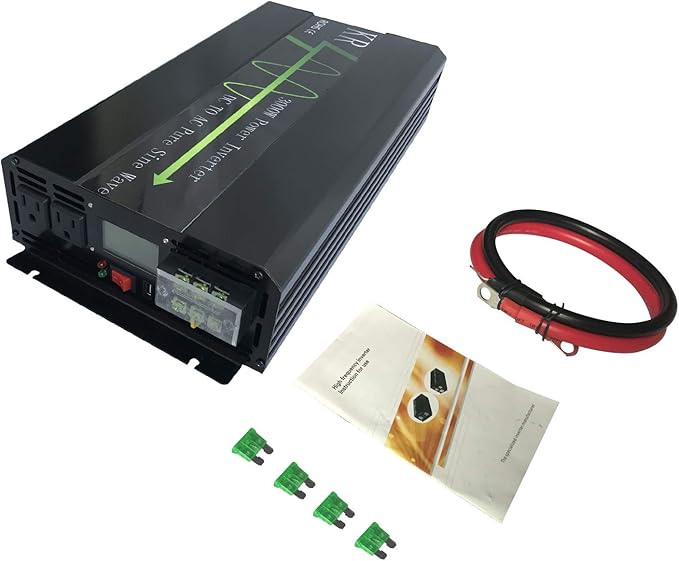 3000W Pure Sine Wave Power Inverter 12V DC to 120V AC Converter 60HZ for Car/Home Solar System with USB Port LCD Display