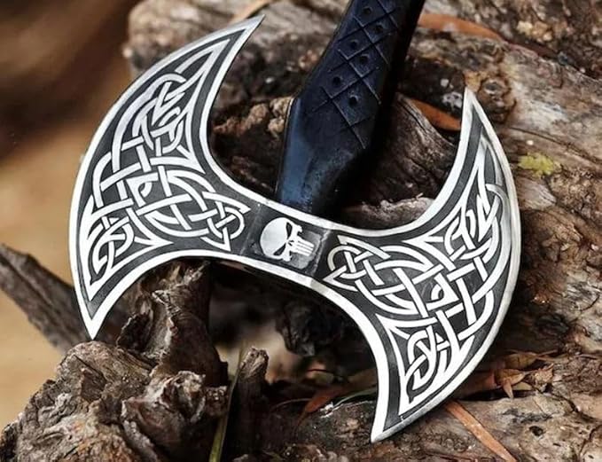 Custom Gift Forged Carbon Steel Viking Axe with Rose Wood Shaft Double Edge Axe (DHA3)