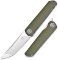 Miki Pocket Samurai Folding Knife G10 Handle Tanto w/ D2 Plain Blade Outdoor Camping Hiking Knife Fishing And Everyday Carry nique Tool Gift for EDC Men Women (Green)