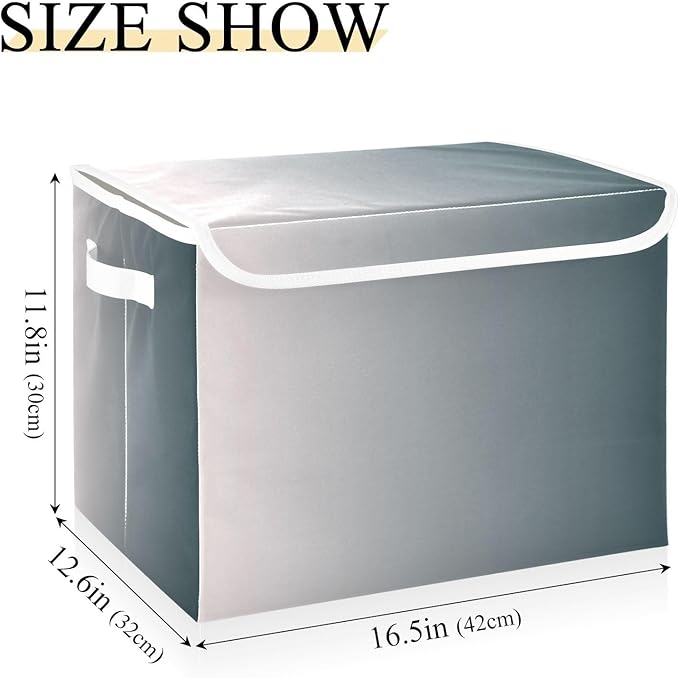 Grey Gradient Storage Bin with Lid Collapsible Blanket Storage Storage Bags for Clothes for School Supply Office Basket