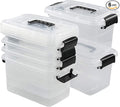 5 Quart Clear Storage Bin Latching Box Container with Black Handle 6 Packs