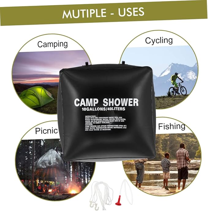 1set Camping Shower Bag Solar Heating Portable Pouch Solar Shower Bag for Outdoor Activities