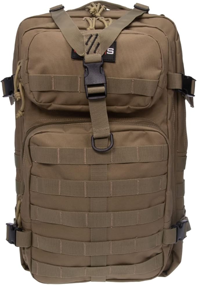 G OUTDOORS PRODUCTS Tactical Bugout Tan Durable Weatherproof Water-Resistant Computer Backpack with 2 Removable Pistol Cases Magazine Pouches &amp MOLLE Webbing for Shooting &amp Hunting