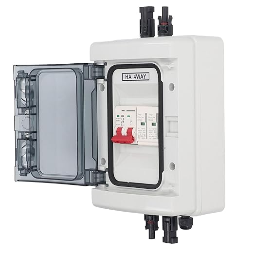 PV Combiner Box Solar Disconnect Switch Outdoor Breaker Box with DC500V 32A Circuit Breaker for Solar Panels System