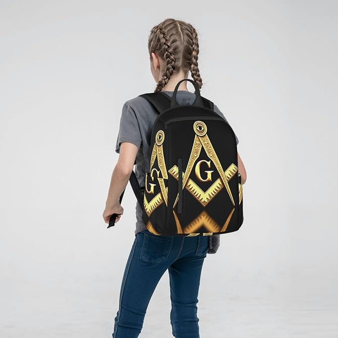 Gold freemason freemasonry masonic Travel Laptop Backpack Womens Mens Bag Bookbag
