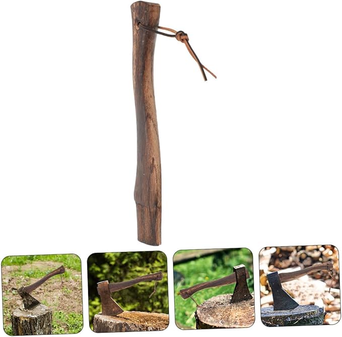 Happyyami 2pcs Wooden Axe Handle Replacement for Mini Axe for Firewood Gardening Hiking