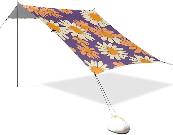 ALAZA Spring Floral Daisy Flower Beach Tent Sun Shelter Portable Canopy Sunshade for Outdoor Camping Picnics Backyard Fun 10x9 ft