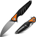 FINTISO Pocket Knife 3.15 Folding Knife Premium 14C28N Blade Black and Orange G10 Handle Bicolour Design with Liner Lock Pocket Clip for Men Women Small EDC Knife for Camping Hunting Hiking Surv