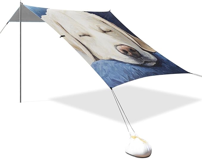 ALAZA Watercolor Labrador Sweet Dreams on Blue Beach Tent Sun Shelter Portable Canopy Sunshade for Outdoor Camping Picnics Backyard Fun 10x9 ft