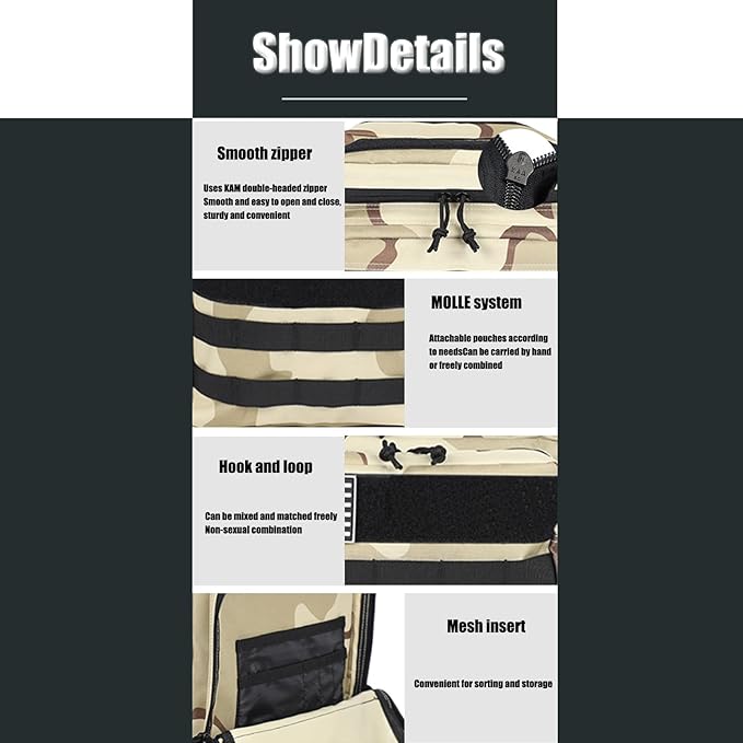 45L Military Tactical Backpacks Molle Army Assault Pack Bug Out Bag Hiking Treeking Rucksack Large Capacity Backpack Backpack(Black and white)