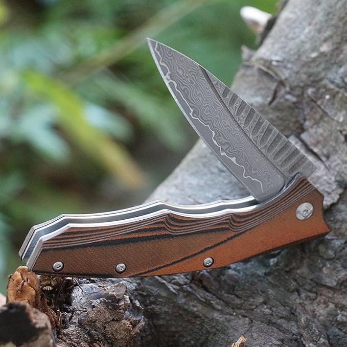High Hardness VG10 Damascus Navaja Folding Knife Portable Outdoor Survival Fold Knives Wilderness Survival Camping Pocket Knife