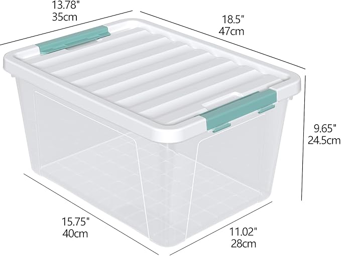 35 Quart Plastic Storage Bin with Lid Large Clear Latch Storage Box 4-Pack