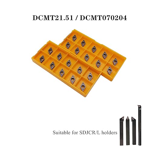 Indexable Turning Insert DCMT21.51 DCMT070204 External Turning Tool Holder 1/33/81/25/8 SDJCR07 Lather Cutting Tools (20pcs DCMT21.51 Inserts)