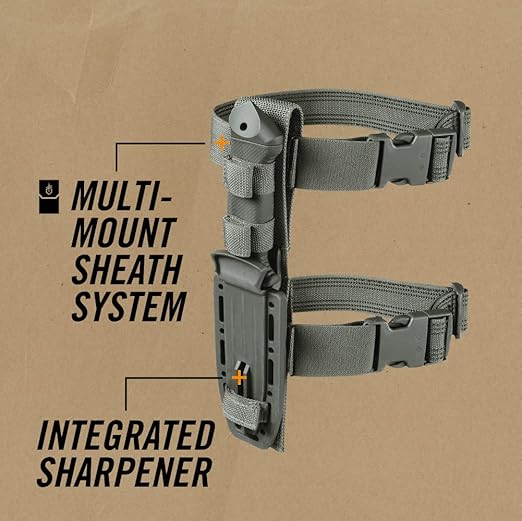 Gerber Gear LMF II Infantry Survival Knife Made in USA Military Grade Tactical Fixed Blade with Serrated Edge Shock Absorbing Handle Molle Sheath and Sharpener Green