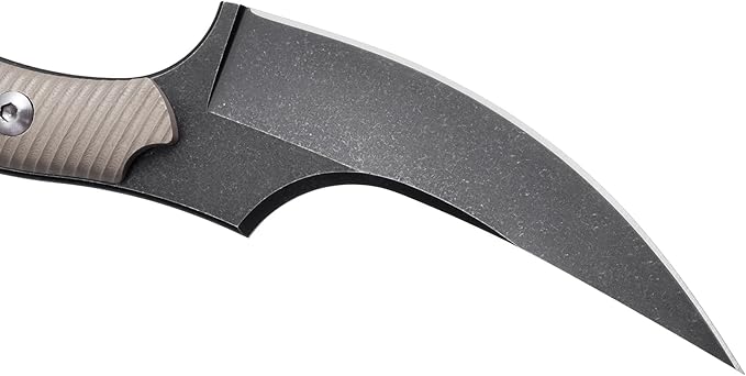 Fixed Blade Knife D2 Steel Blade and G10 Handle Utility Claw EDC Knife for Outdoor Survival Hiking Camping with Kydex Sheath OK1220 (Sand)